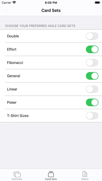 Tangkapan skrin Agile Estimate