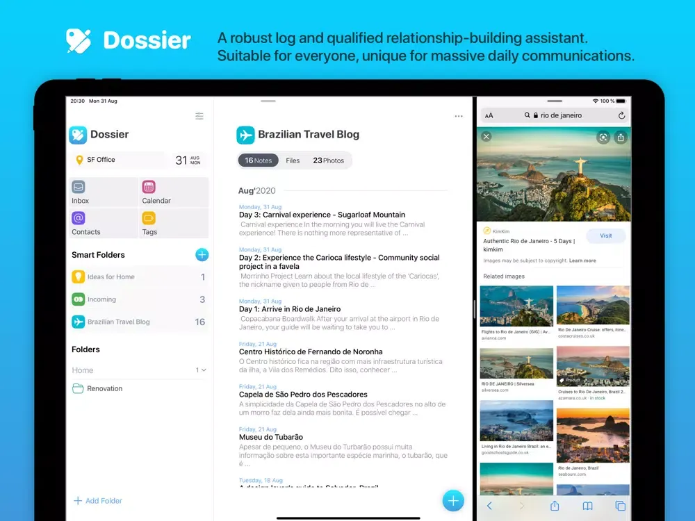 Dossier. Contacts and Notes iPad  سکرین شاٹس