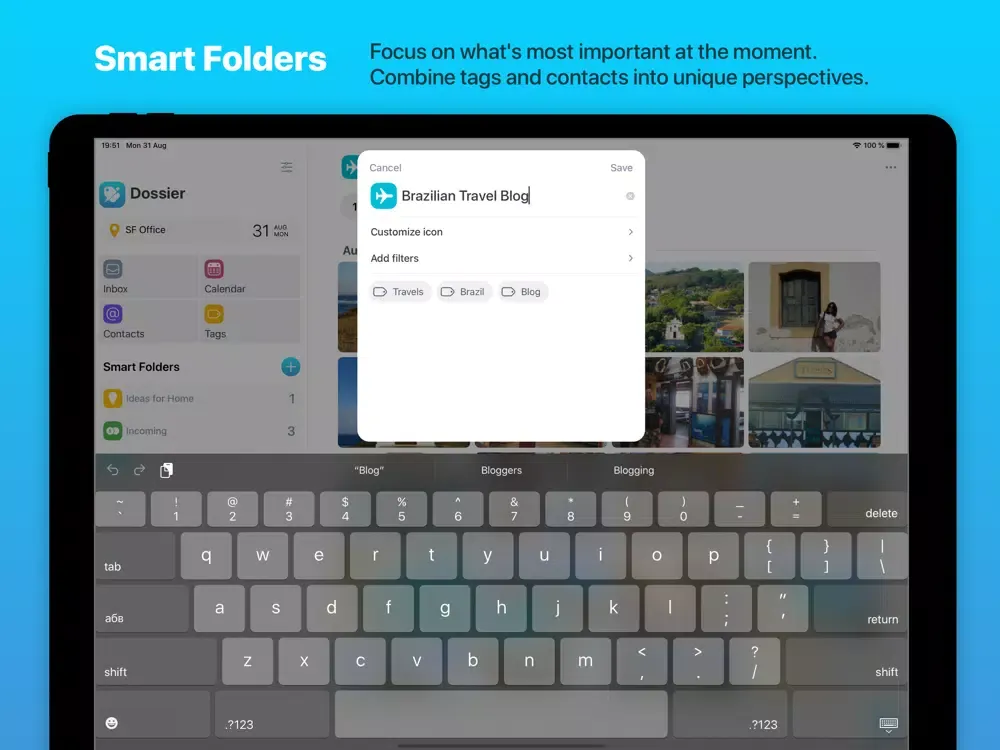 Dossier. Contacts and Notes iPad  سکرین شاٹس
