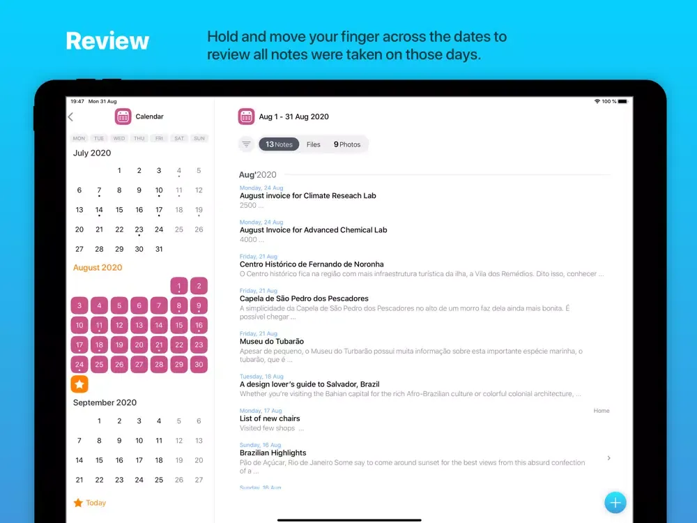 Dossier. Contacts and Notes iPad  سکرین شاٹس