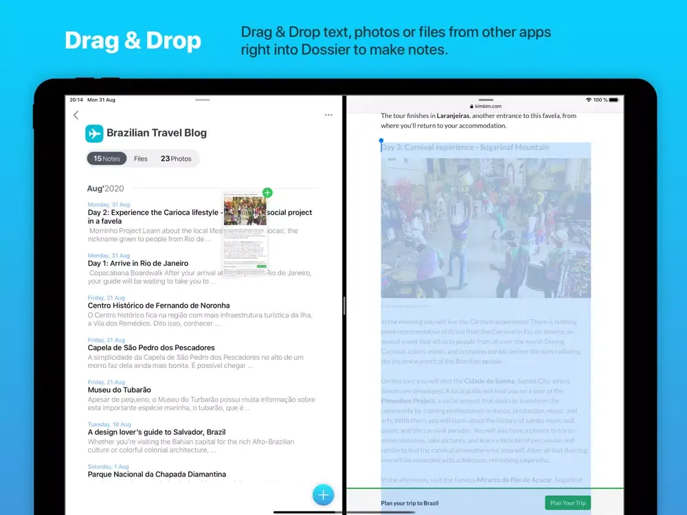 Dossier. Contacts and Notes iPad  سکرین شاٹس