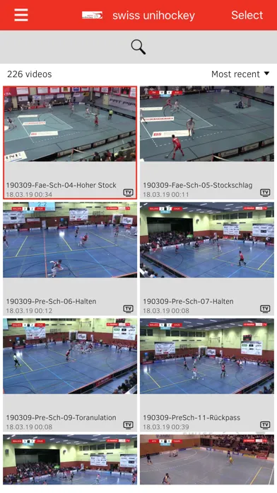 Ảnh chụp màn hình của Swiss Unihockey Video