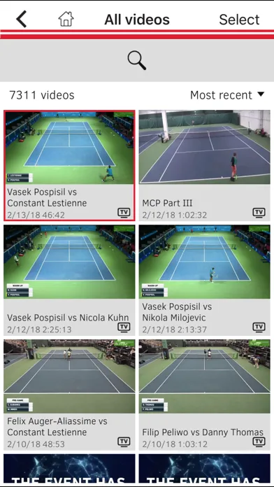 Ảnh chụp màn hình của Tennis Canada HP TV