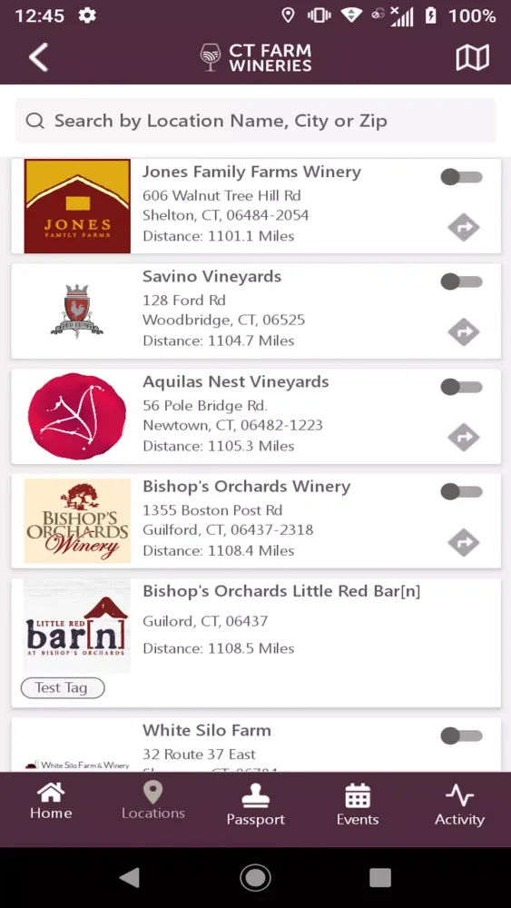 CT Wine Passport Screenshots