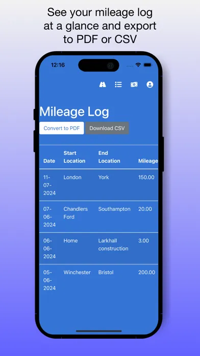 Tangkapan skrin Easy Business Mileage Logger