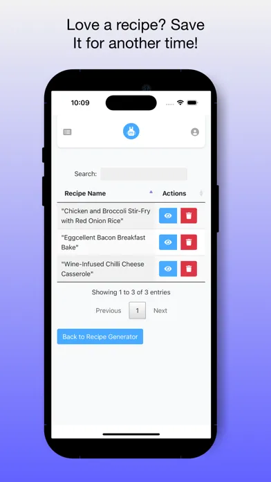 Capturas de tela do AI Recipe Ideas Wizard