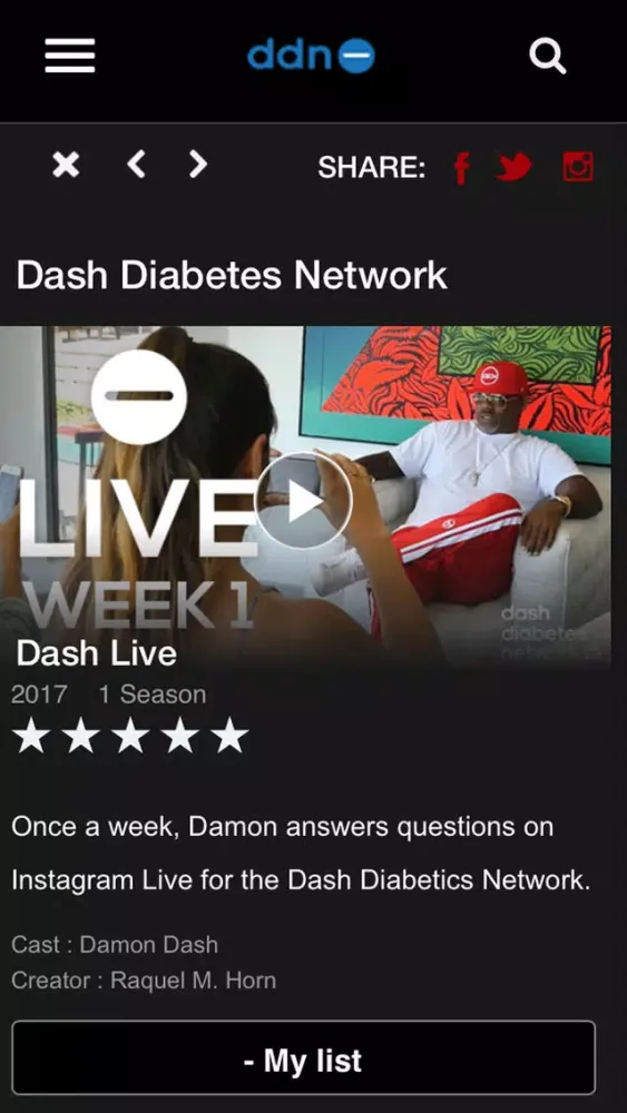 Capturas de tela do Dash Diabetes Network