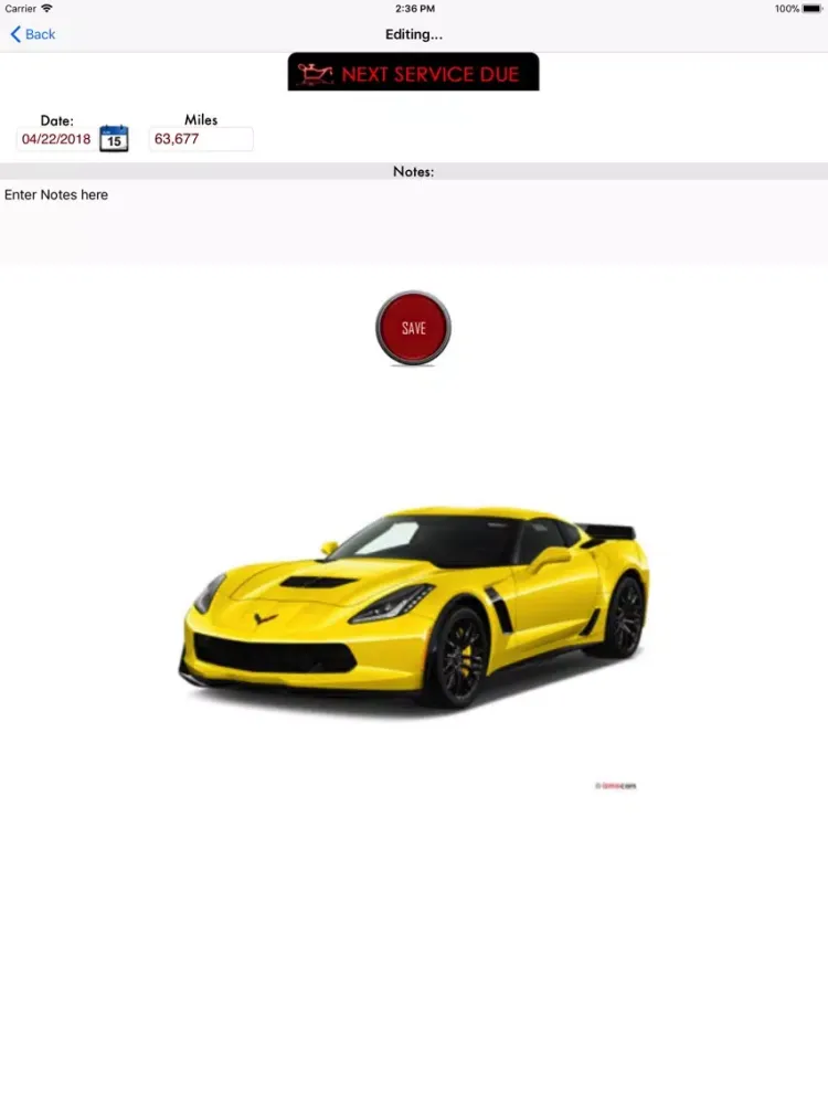 Oil Change History iPad  Ekran Görüntüleri
