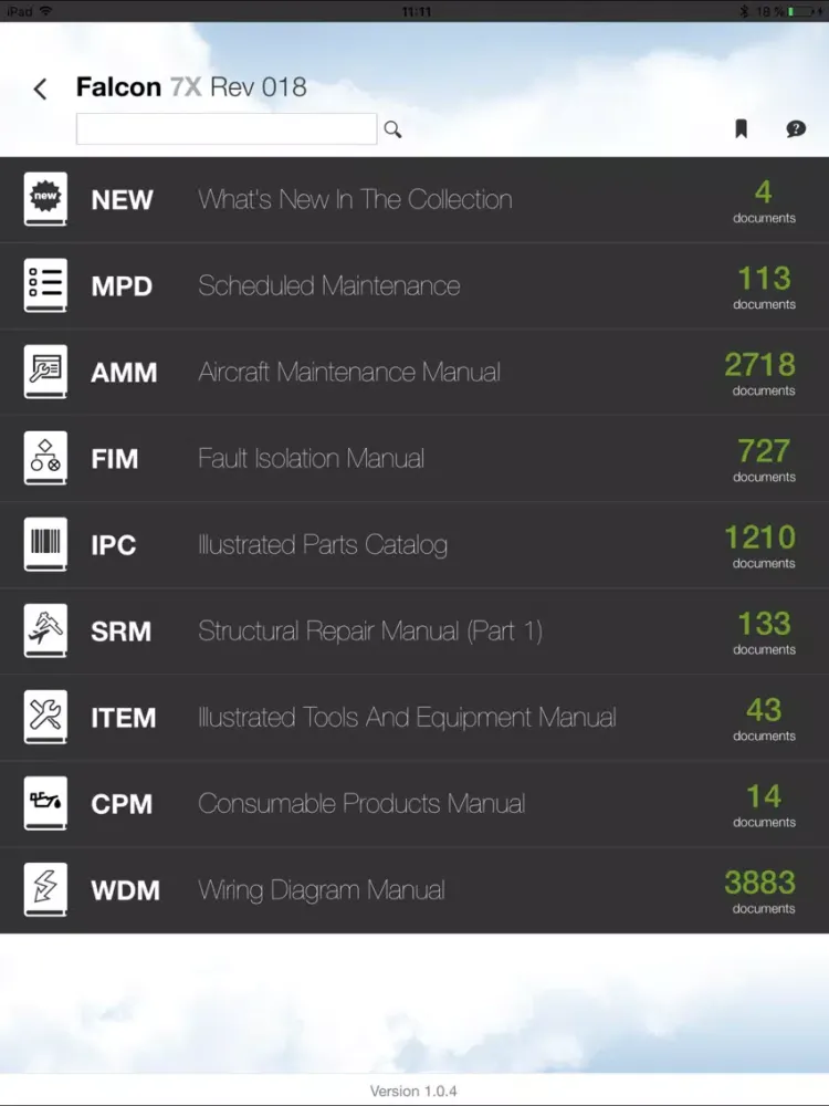 Falcon Maintenance Doc iPad  Screenshots
