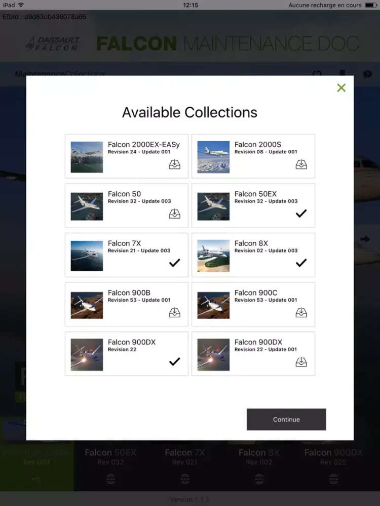 Falcon Maintenance Doc iPad  Screenshots
