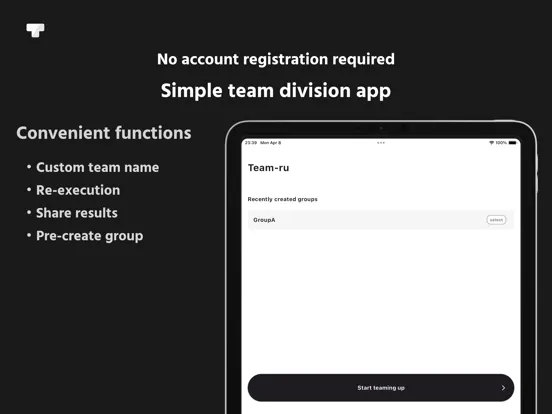 Teamru - Random Team Generator iPad  スクリーンショット