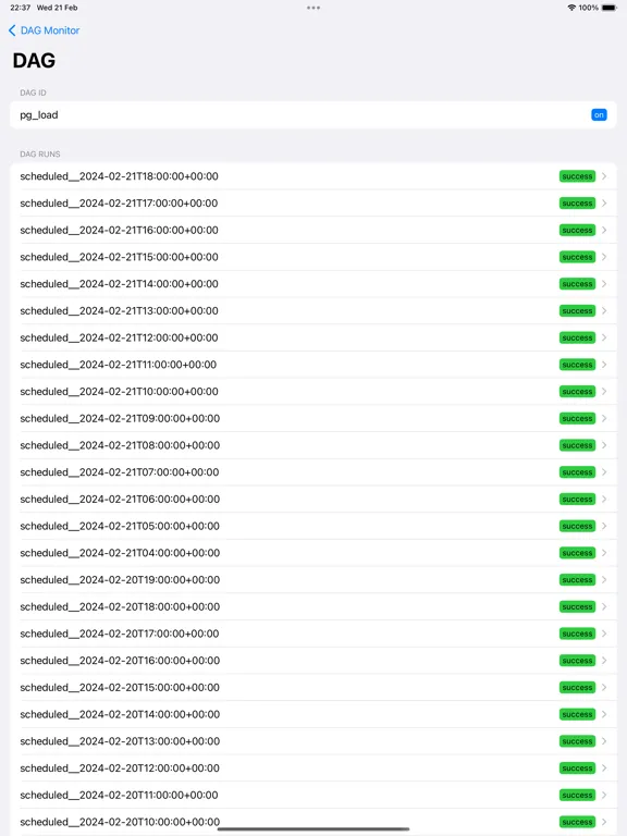 Capturas de tela do DAG Monitor iPad 