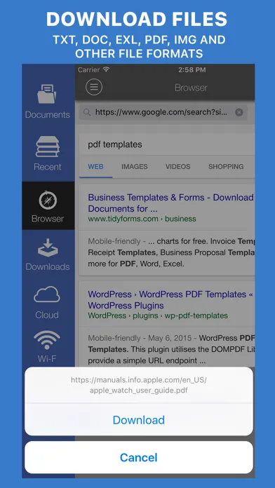 Capturas de tela do Documents Reader+files browser