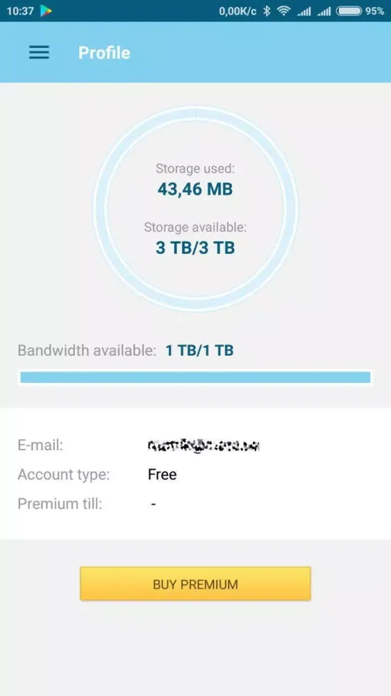 Tangkapan skrin Datafile.com File Manager