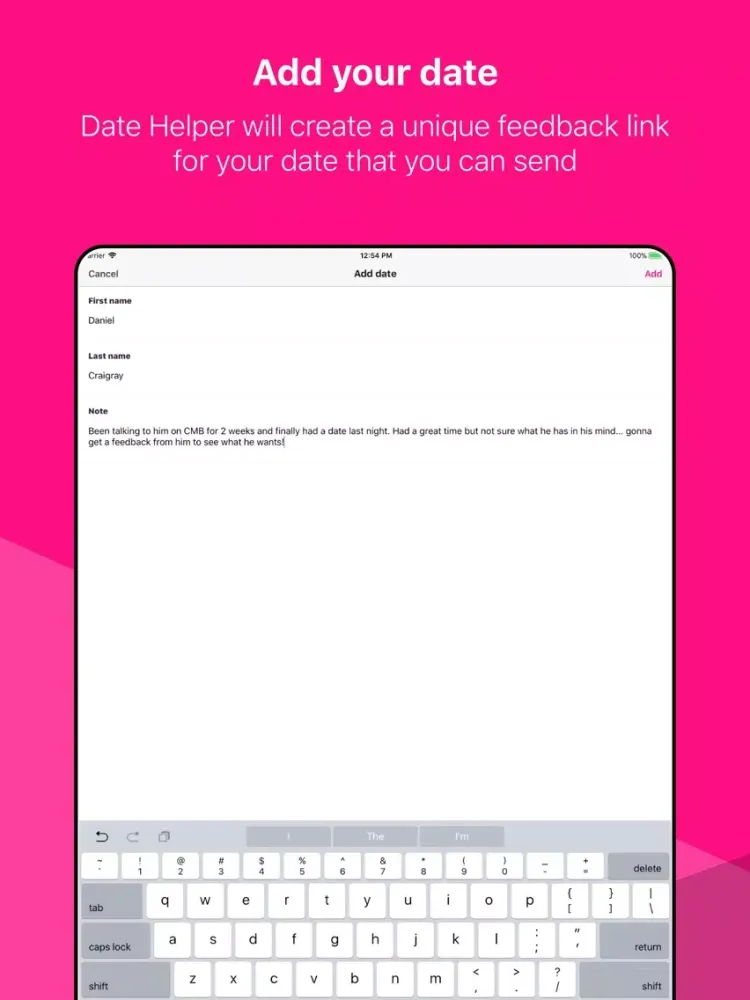 Date Helper- get date feedback iPad  Screenshots