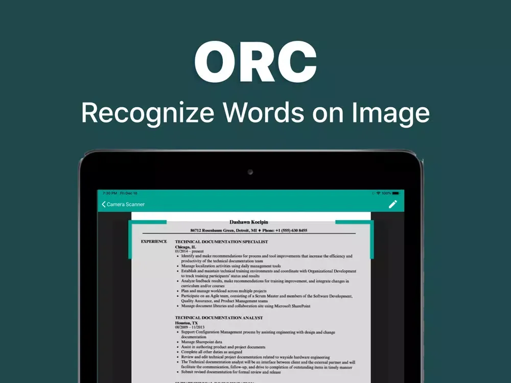 Ảnh chụp màn hình của Camera Scanner - ORC Scanner iPad 