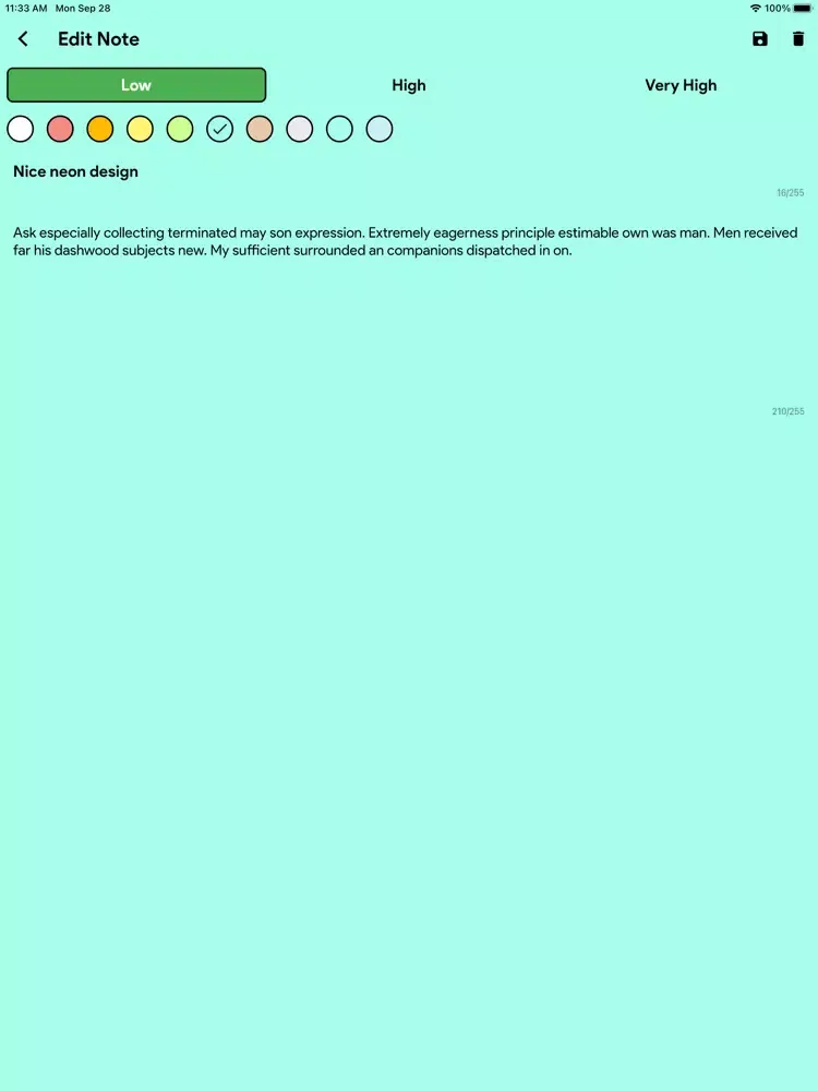 Neon Note Pro - The Simple App iPad  스크린샷