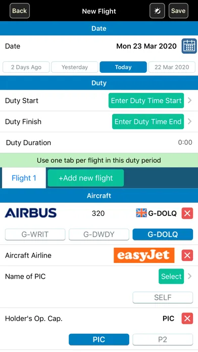 Screenshot di Safelog Pilot Logbook