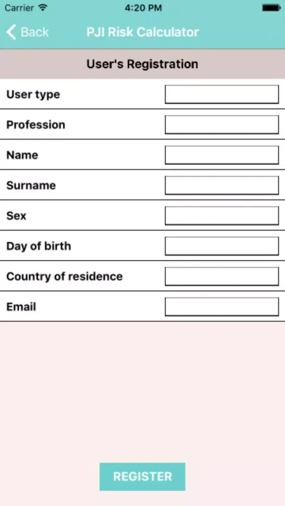 Zrzuty ekranu PJI Risk Calculator
