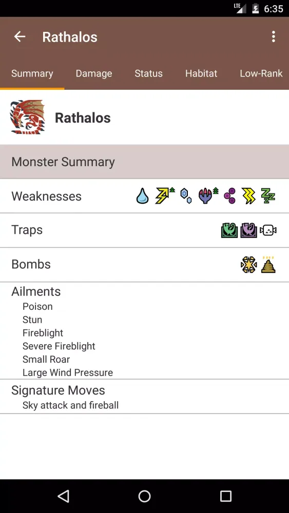 Tangkapan layar MH4U Database