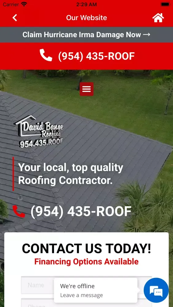 David Bange Roofing Screenshots