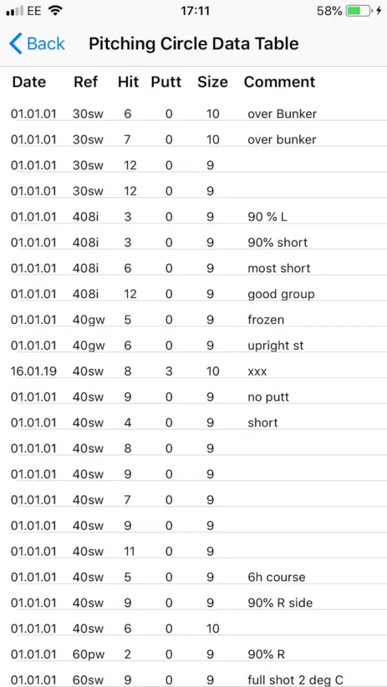 Golf Training Logbook Ekran Görüntüleri