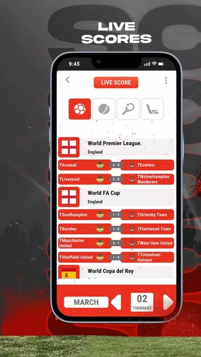 Zrzuty ekranu Bodog - live scores