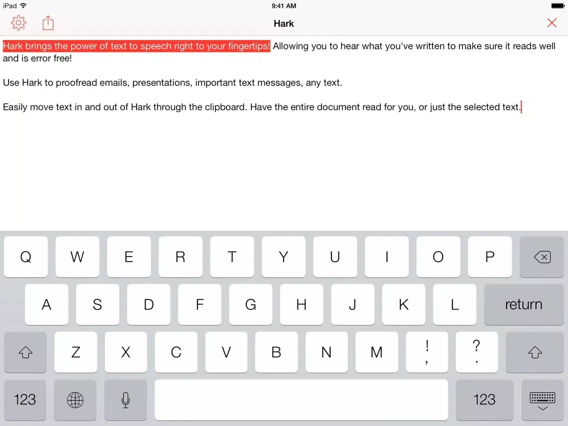 Hark - Quick Text to Speech iPad  سکرین شاٹس