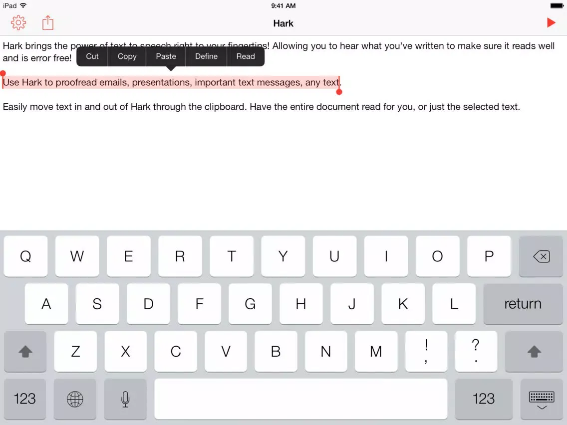 Hark - Quick Text to Speech iPad  سکرین شاٹس