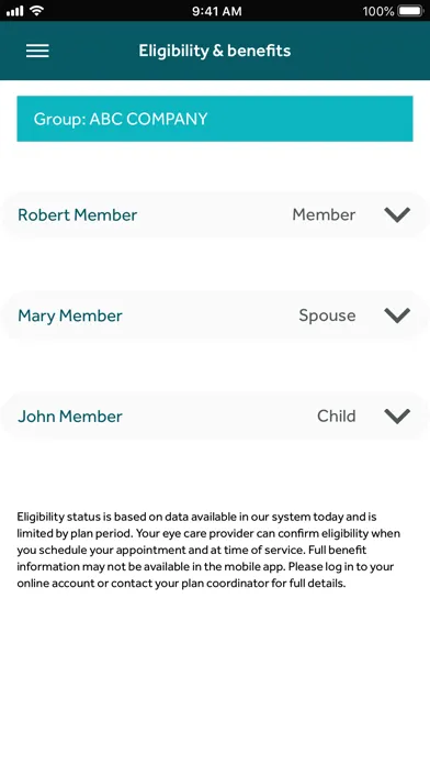 Capturas de pantalla de Davis Vision Member App