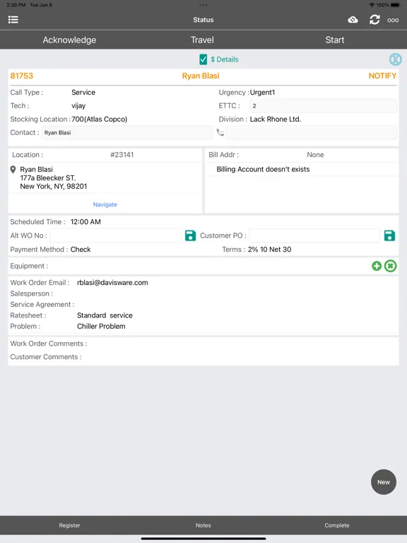 Vision RFS - UAT iPad  سکرین شاٹس