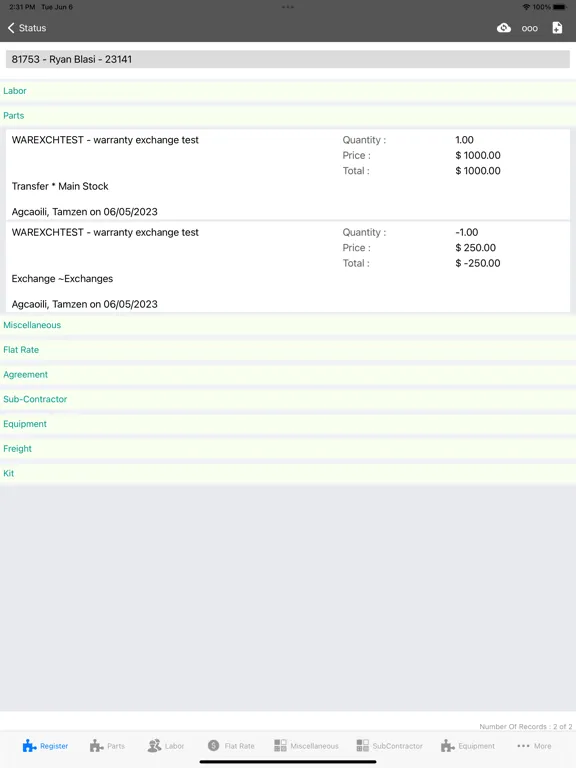 Vision RFS - UAT iPad  سکرین شاٹس