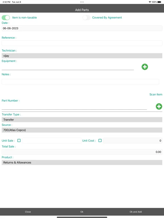 Vision RFS - UAT iPad  سکرین شاٹس