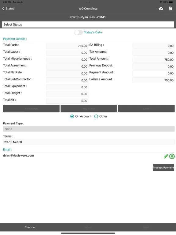 Vision RFS - UAT iPad  سکرین شاٹس