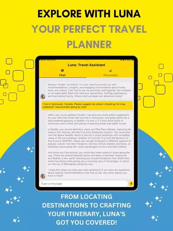 Luna AI: A Sassy Chatbot iPad  Screenshots