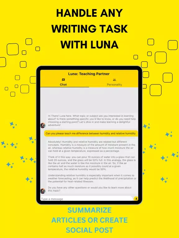 Luna AI: A Sassy Chatbot iPad  Screenshots