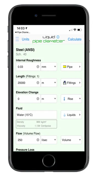 Pipe Flow Liquid Pipe Diameter स्क्रीनशॉट
