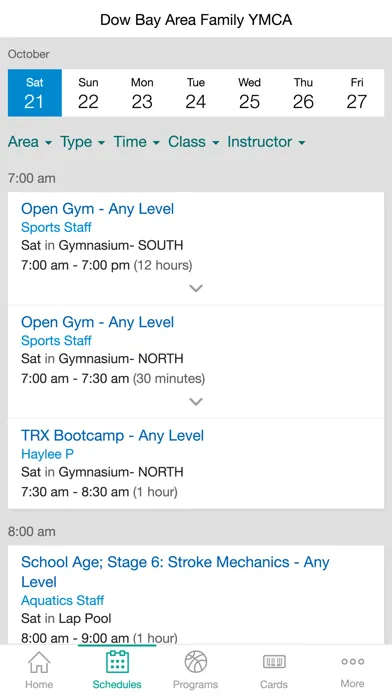 Tangkapan layar Dow Bay Area Family YMCA