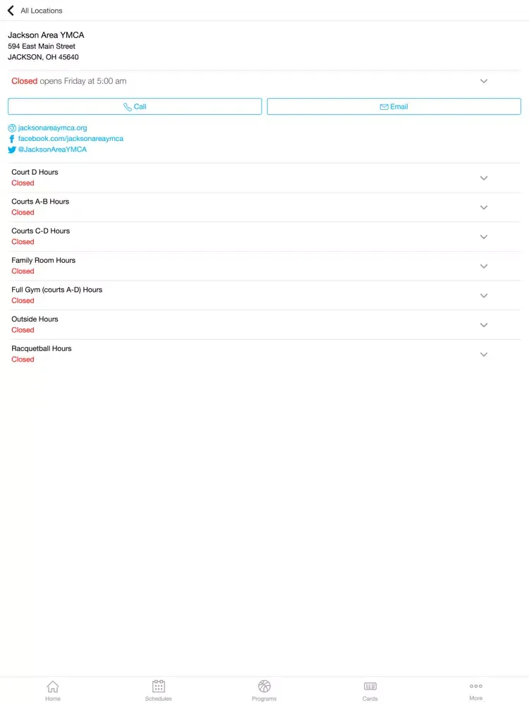 Jackson Area YMCA iPad  Screenshots