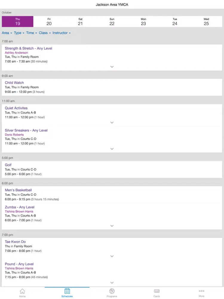 Jackson Area YMCA iPad  Screenshots
