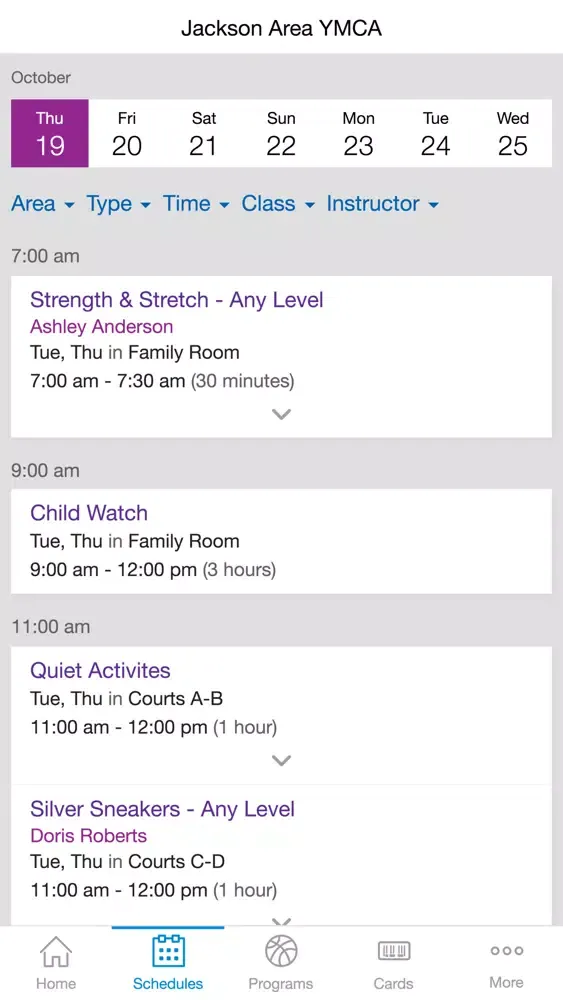 Jackson Area YMCA Screenshots