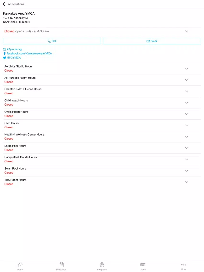 Скриншоты Kankakee Area YMCA iPad 