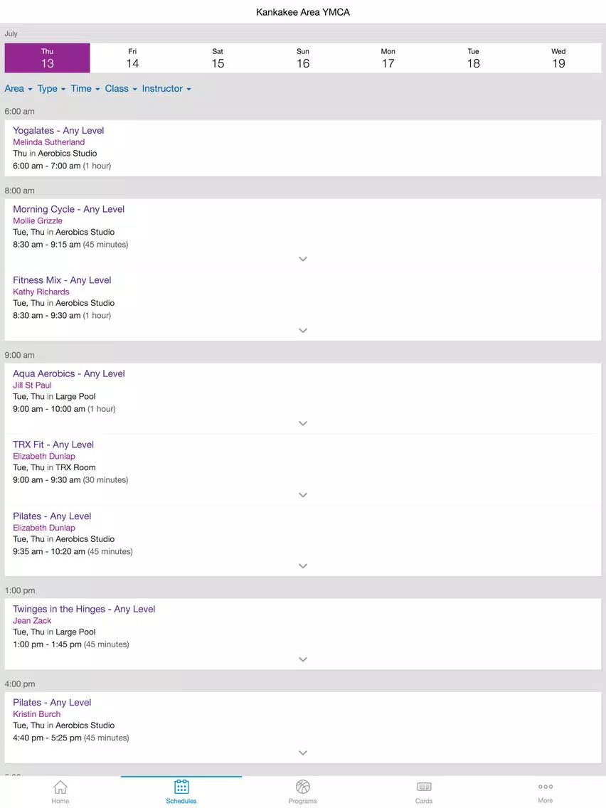 Скриншоты Kankakee Area YMCA iPad 