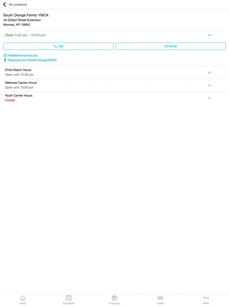 Ảnh chụp màn hình của YMCA of Middletown iPad 