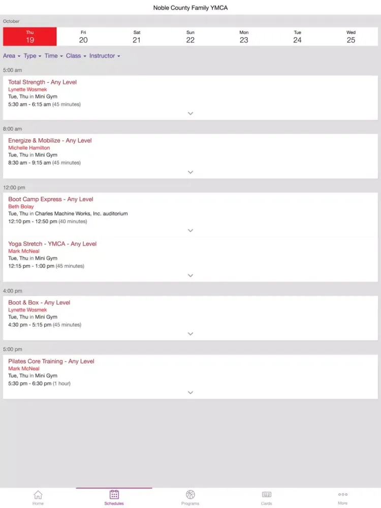 Noble County Family YMCA iPad 应用截图