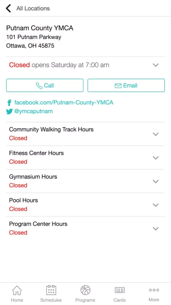 Ảnh chụp màn hình của Putnam County YMCA