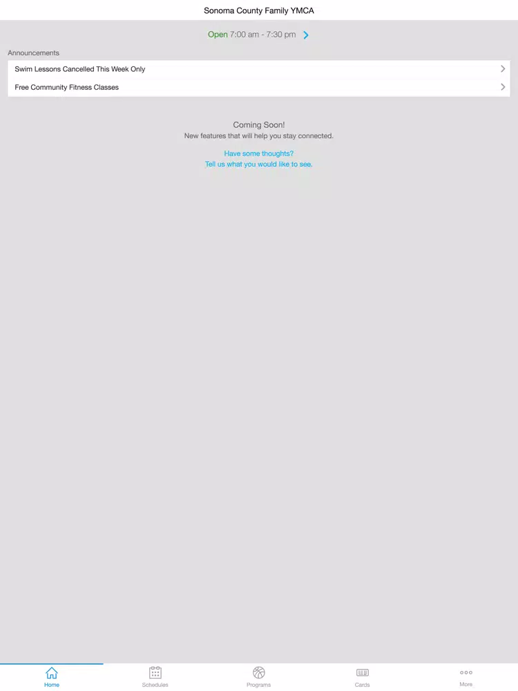 Ảnh chụp màn hình của Sonoma County Family YMCA iPad 