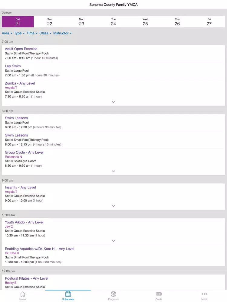 Ảnh chụp màn hình của Sonoma County Family YMCA iPad 