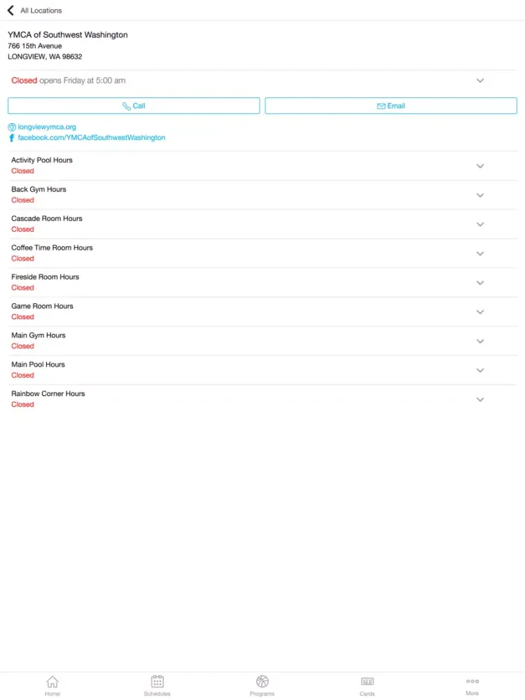 Ảnh chụp màn hình của YMCA of South West Washington iPad 