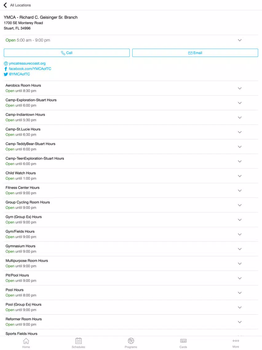 YMCA Treasure Coast iPad  Screenshots